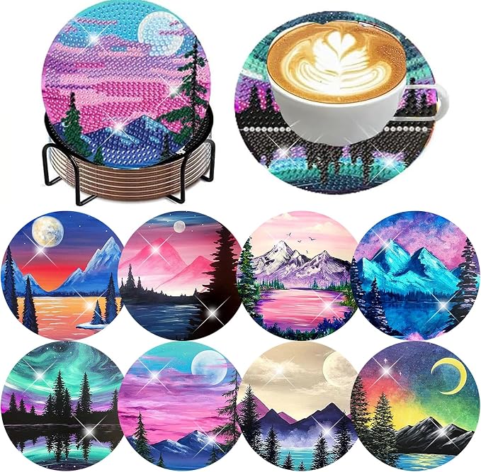 ijbnhd Sunsets Diamond Painting Coasters Kits, 4X4inch | Diamond Art Coasters by ijbnhd