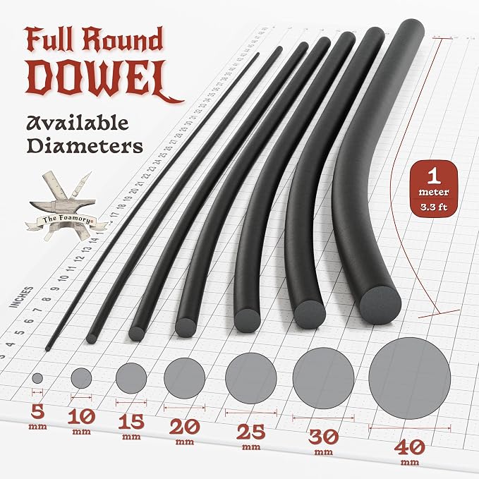 The Foamory's No Waste Full Round EVA Foam Dowel. 5-40mm x 1M High-Density - Image 3
