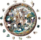 Wooden Puzzles Adults, 3D Fantasy Castle Round Wood Puzzle 300 Pieces, Unique - Image 9