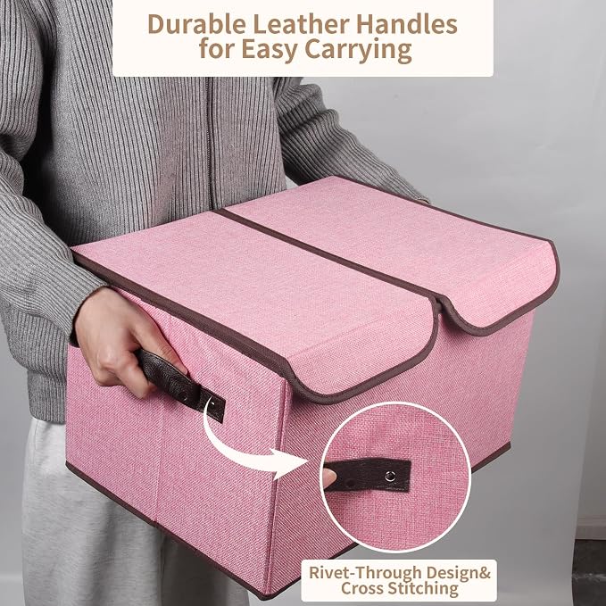 Foldable Fabric Storage Box, 16.5 x 11.8 x 9.8 inches, - Image 4