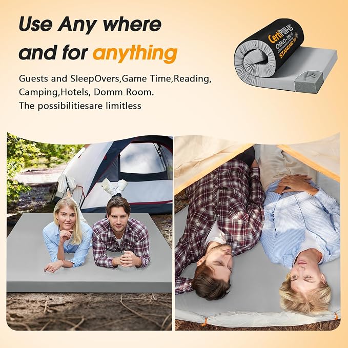 CYMULA Camping Cot Mattress 2in Memory Foam Sleeping Pad, Soft Warm Non-Slip - Image 4