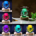 3D Globe Crystal Ball with LED Colorful Lighting Touch Base, Earth Decor - Image 3