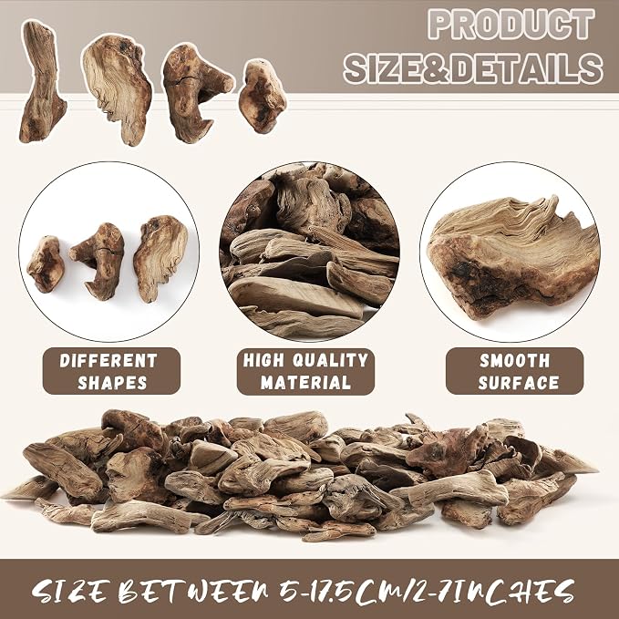 32oz Driftwood for Crafts and Decor, Mixed Size Driftwood Pieces Large Drift - Image 2