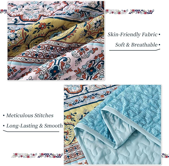 WONGS BEDDING Boho King Quilt Set, Lightweight Bed Decor Bedspread - Image 5