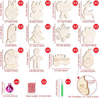 GUDELAK 60PCS DIY Wooden Christmas Ornaments, 12 Styles Christmas Crafts - Image 2