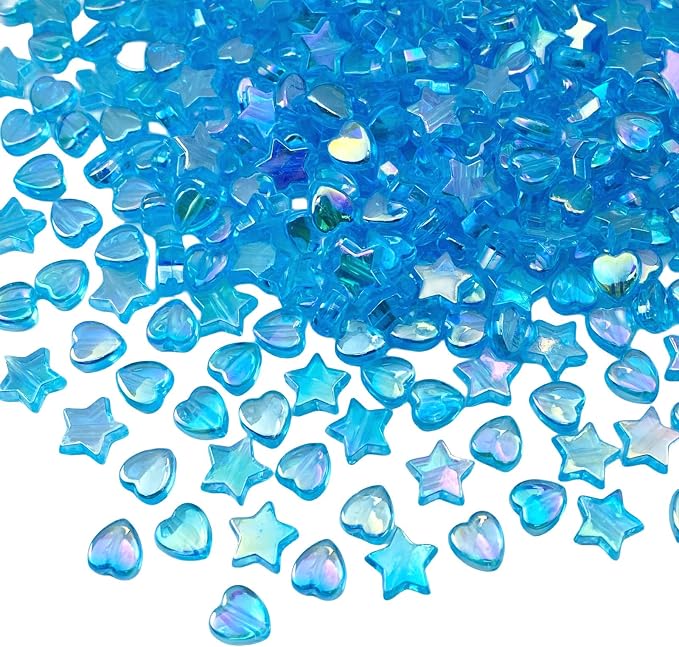 600 PCS Acrylic Beads Heart Star Shape Beads Clear Acrylic AB Colors Bead by Jmassyang