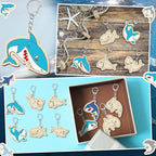 RattanView 24 Pcs Summer Shark Crafts Color Your Own Keychains DIY Craft Wooden - Image 6