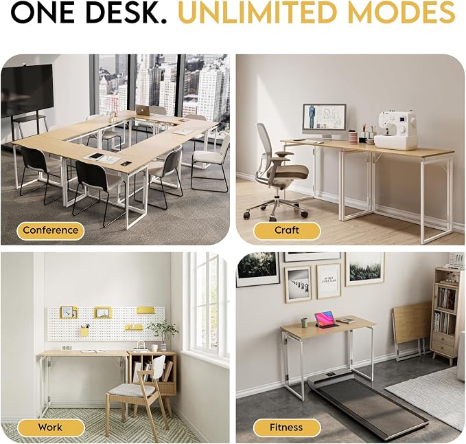 alawooder 31.5" Folding Desk: No Assembly, Wood Top - Image 8