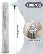 100 PCS FIVEIZERO 18 Gauge White Floral Wire Stems - Image 2