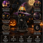 Resin Black Cat Witch Hat Table Lamp - Image 4