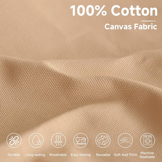 Simple&Opulence 100% Cotton Canvas Fabric 10oz. 59 Inch by The Yard, Nature - Image 2