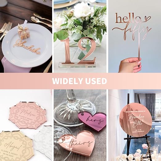3 Pack Mirrored Acrylic Sheets, 16x12 Inch, 1/8 in Thick, Rose Gold | Plastic - Image 7