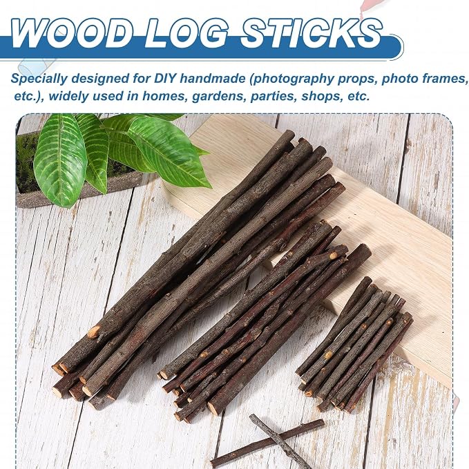 PATIKIL 25 Pcs 8inch Wood Log Sticks, 0.28-0.39inch in Diameter Natural - Image 4