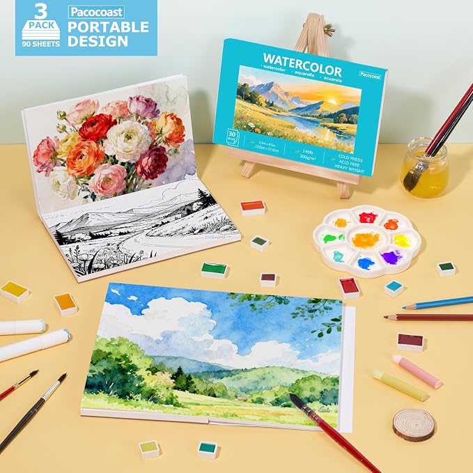 Pacocoast Water Color Paper Bulk, 5.5"x8.5" Art Sketch Book, Artist Watercolor - Image 6