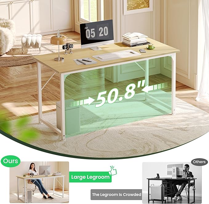 Huuger Computer Desk, 54 Inch Office Desk, Gaming Desk - Image 6