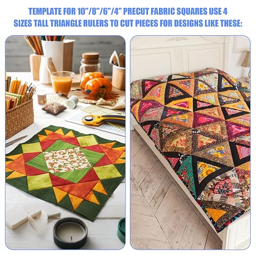 8 Pcs Tall Triangle Ruler for Quilting 4 6 8 10 Inch Acrylic Template Rulers - Image 3