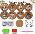 8 Pack Diamond Art Coasters, Coffee Dog Diamond Painting Coasters Kits | Dog - Image 2