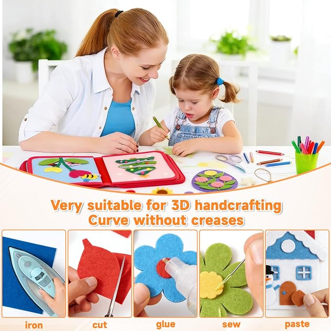 45 PCS Felt Fabric Sheets 10 x 10 Inch 2mm Craft Felt Sheets | 45 Assorted - Image 5