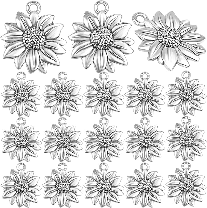 BronaGrand 60pcs Sunflower Pendant Charms Alloy Sunflower Bead Charms Flower by BronaGrand