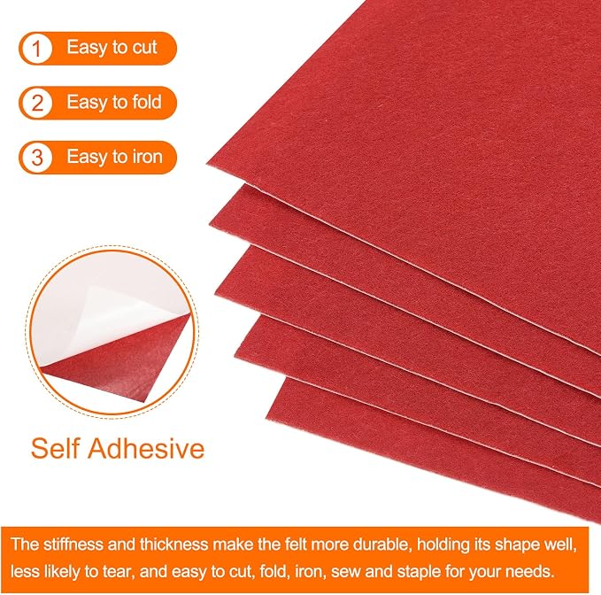 MECCANIXITY Adhesive Felt Sheets, Felt Fabric Crafts Back Adhesive Felt Sheets - Image 4