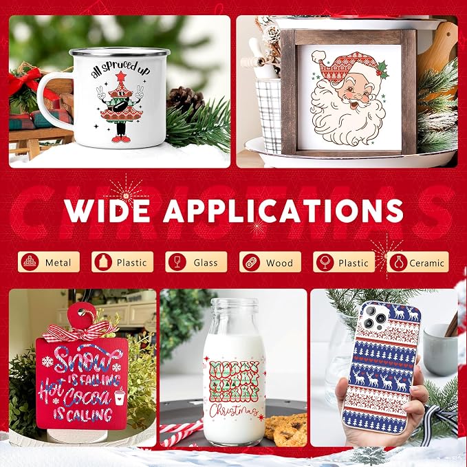 Ugly Sweater Permanent Adhesive Vinyl 12 Sheets 12'' x 10'' | Red Green Trees - Image 6