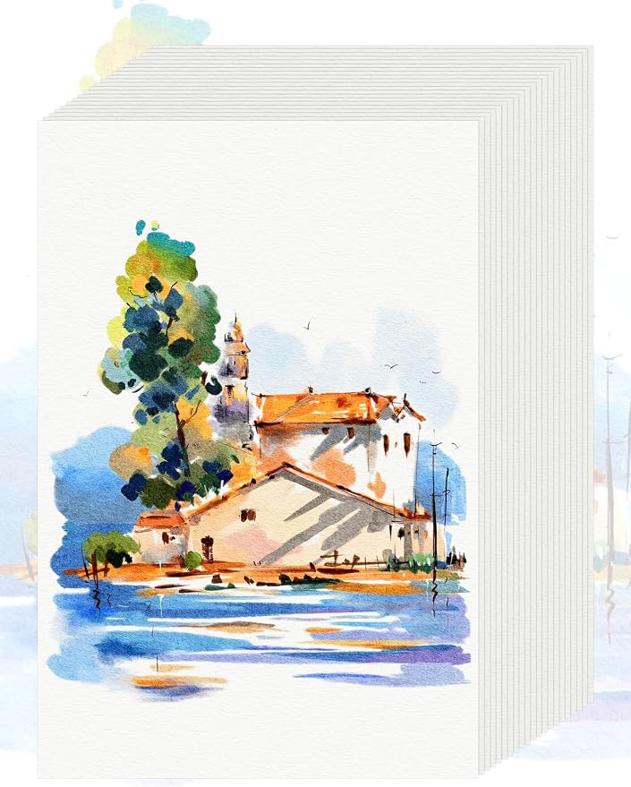 21 Sheets Watercolor Paper 9x12, Cold Press Watercolor Paper Pad, 140 LB/300 by WatercolorPaper