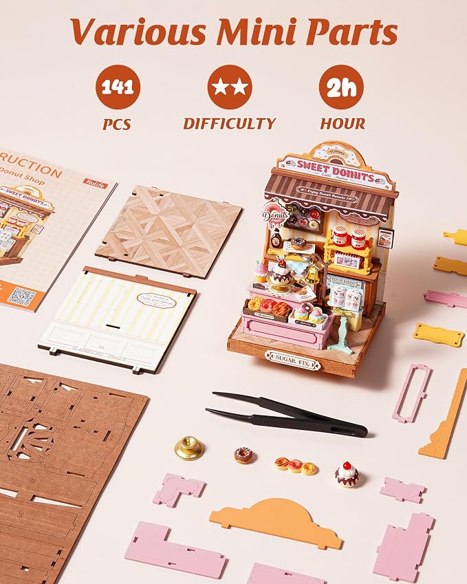 Rolife Miniature House Kits for Adults, Sweetie's Donut Shop Miniverse - Image 4