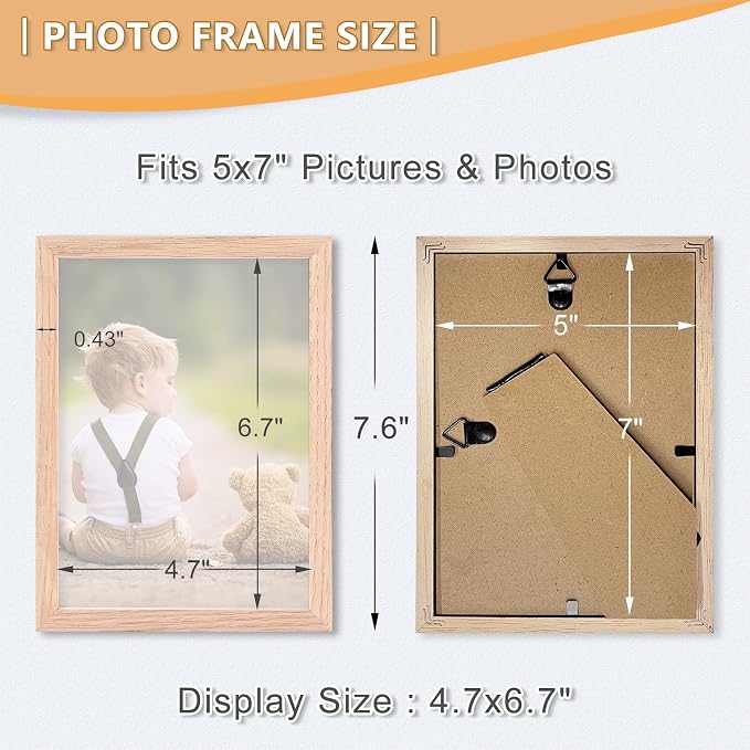 5x7 Picture Frame, OAK Wood Photo Frame - Image 2