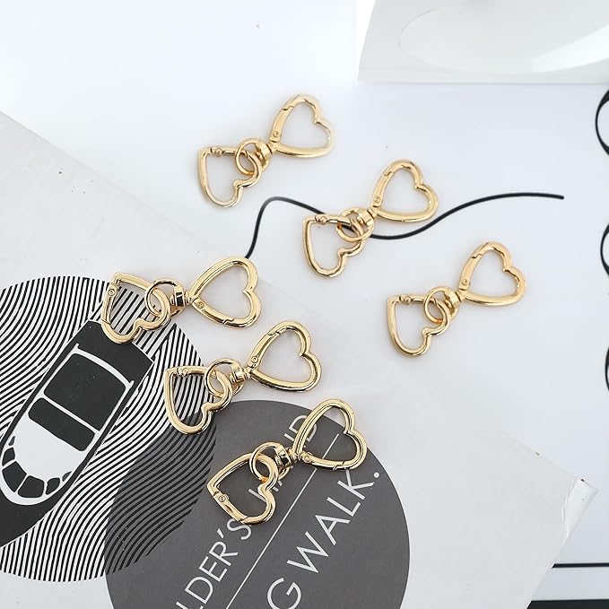 12 Pcs Heart Swivel Spring Clasps，Metal Spring Key Chain Hook Clasps，Clip - Image 2