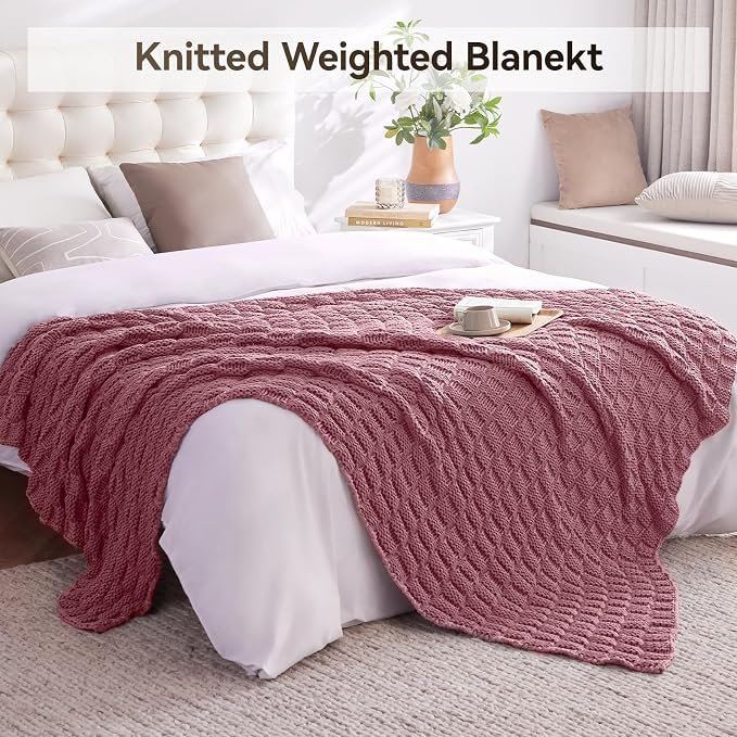 Knitted Weighted Blanket for Adult, No Beads Heavy Blanket 60” x 80'' 10lbs - Image 6