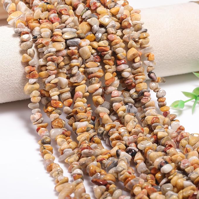 400Pcs 5-8mm Natural Yellow Crazy Lace Agate Chip Stone Beads | Pre-Drilled - Image 4