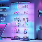 Dystler 6-Tier Glass Display Cabinet, RGB LED Lights & Lock | 66.9" Display Case - Image 8