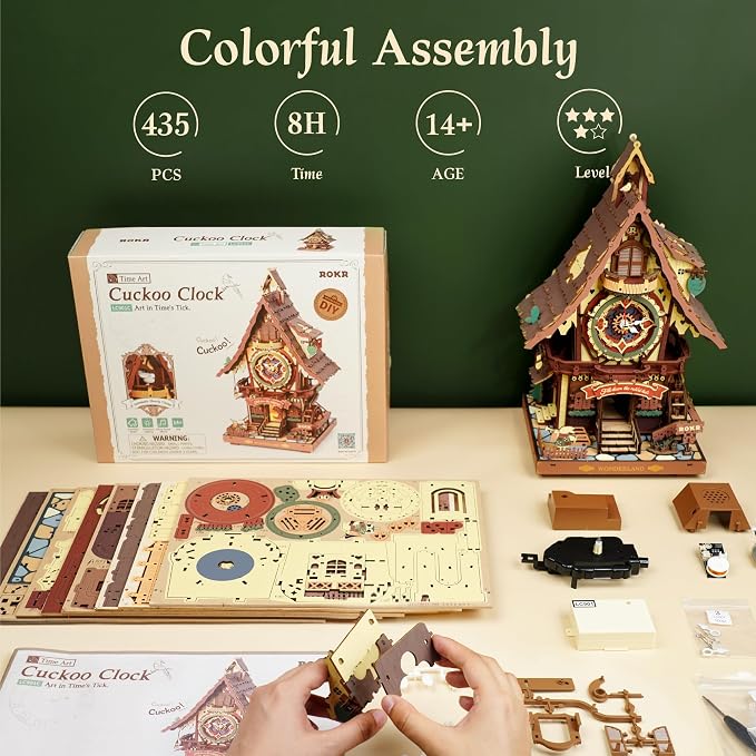 ROKR 3D Wooden Puzzles for Adults, Cuckoo Clock Model Kit, Room Home Decor DIY - Image 7