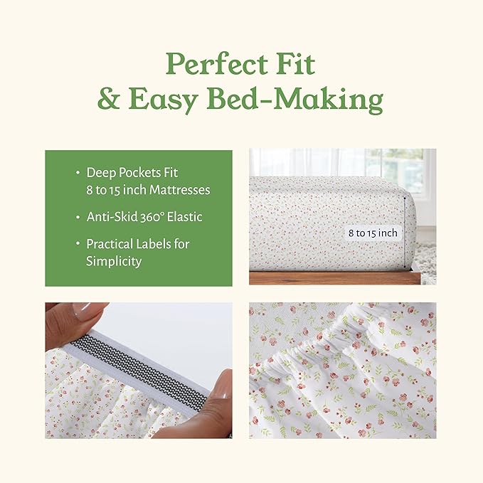 California Design Den Cal King Floral Sheet Set, 100% Organic Cotton Percale - Image 6