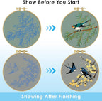 ERKOON Embroidery Kit for Beginners, 2 Set Floral Cross Stitch Set Include - Image 4