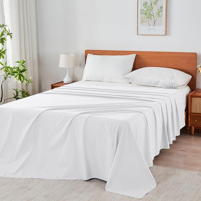 Full Size Flat Sheet 2 Pack, 100% Cotton Percale Flat Bed Sheet, Breathable & - Image 8