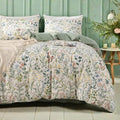 MKXI Queen Size Wildflower Duvet Cover Set Sage Green Spring Floral Bedding Set by MKXI