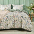 MKXI Twin Size Wildflower Duvet Cover Set Sage Green Spring Floral Bedding by MKXI