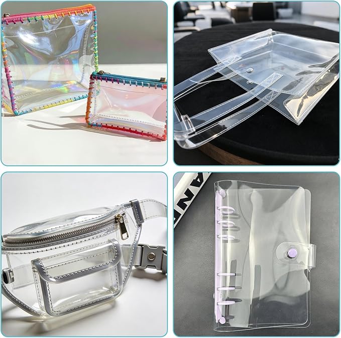 Clear Vinyl for Sewing, Transparent PVC Fabric Roll 15.7" x 48", 0.3mm - Image 7