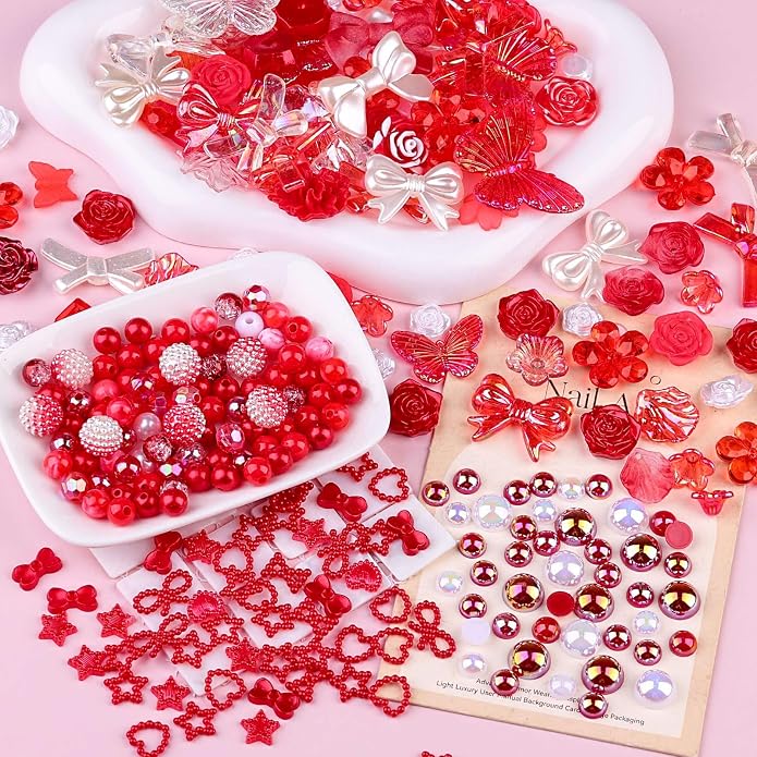 350 Pieces 3D Resin ABS Colorful Rose Flower Bows Butterfly Charms - Image 7