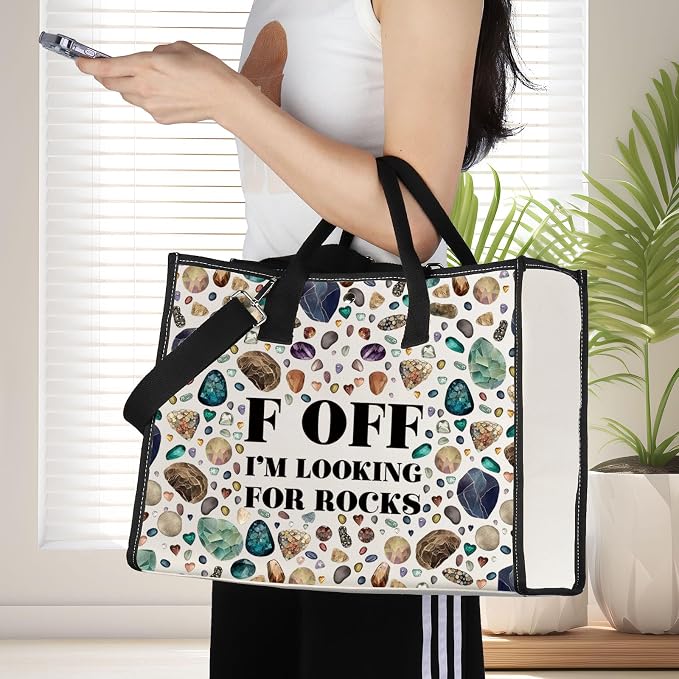 JNIAP Rock Collector Tote Bag Rock Lover Gift Geologist Gift F Off I'm Looking - Image 2