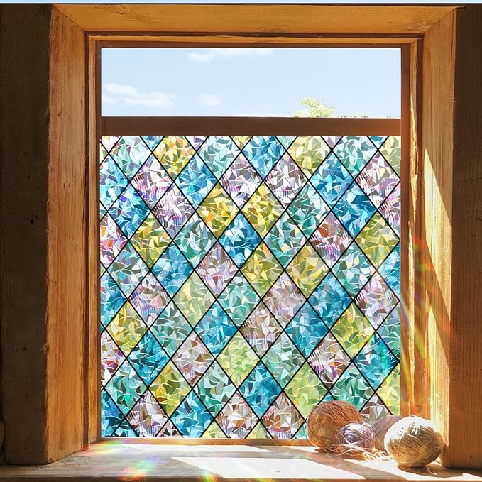 Coavas Window Privacy Film Stained Glass Window Clings 3D Rainbow Film by Coavas