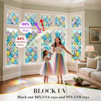 Coavas Window Privacy Film Stained Glass Window Clings 3D Rainbow Film - Image 4