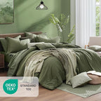 Monbix King Size Comforter Set, Olive Green King Bed Set Reversible, King Size - Image 6