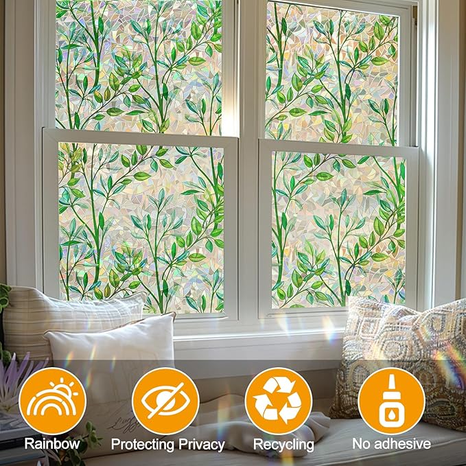 Countewol Privacy Window Films Stain Glass Cling No Glue Anti-UV Window Sticker - Image 6