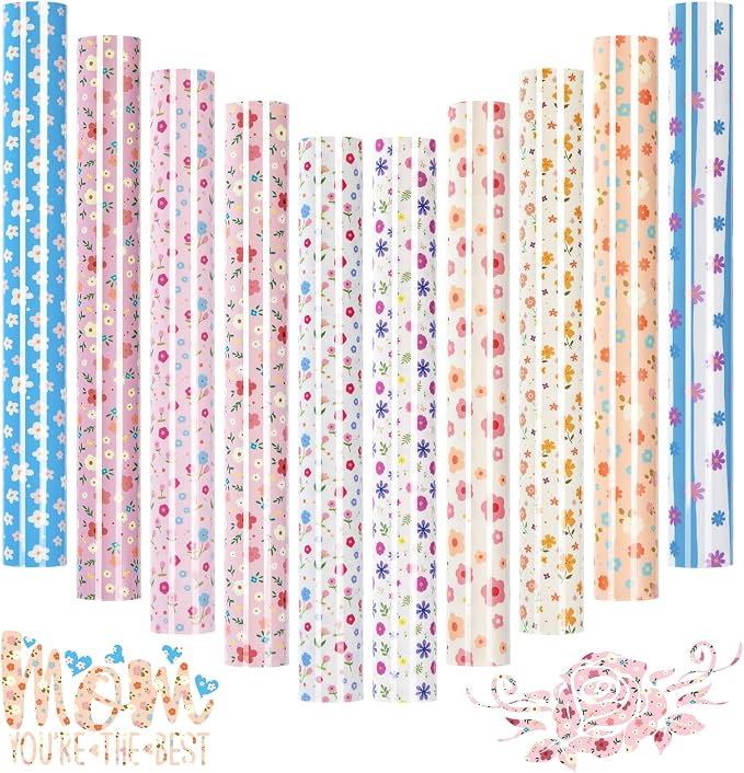 HTVRONT Floral HTV Heat Transfer Vinyl, 11 Packs Iron on Vinyl by HTVRONT