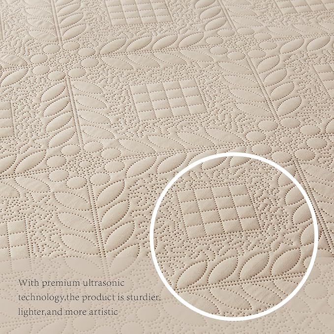 FLYMME Twin Quilt Bedding Set, Vintage Olive Leaf Design Bedspread Bed Coverlet - Image 6