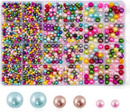 1400pcs Pearl Beads for Jewelry Making, 3 Size Multicolor Loose Beads Pearls by Unknown