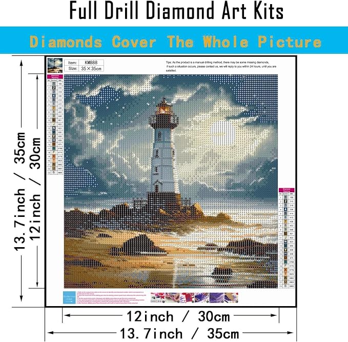 CHWGLFGG 5D Diamond Art Kits for Adults Beginners, Lighthouse Diamond Painting - Image 5