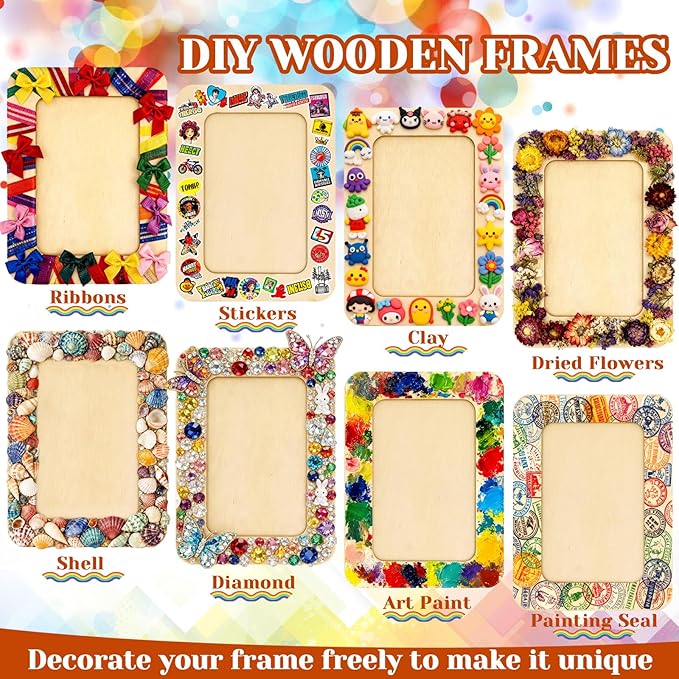 RYKOMO 42 Pack DIY Wooden Picture Frames, Unfinished Solid Wood Photo Picture - Image 4